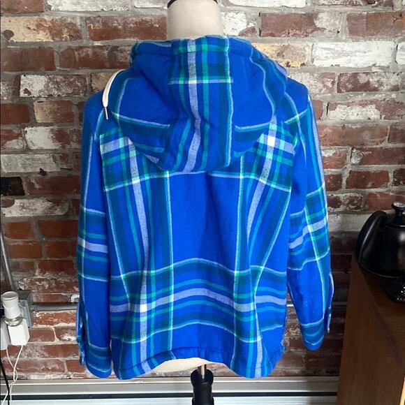 Lands' End Blue Plaid Fleece Hooded Jacket Size S/P 6/8 - Picture 5 of 7